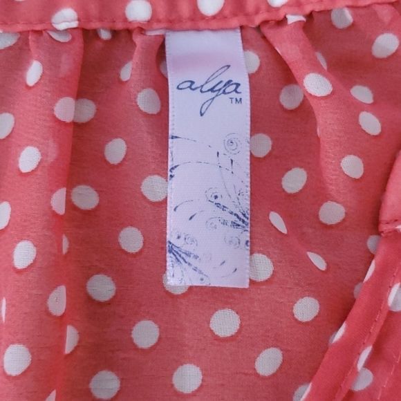 Alya, Orange & White Polka Dot Sheer Top-Small - Picture 6 of 7